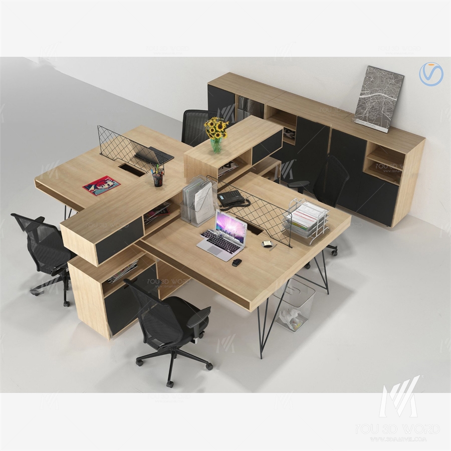Modern solid wood card position office desk chair 3d model